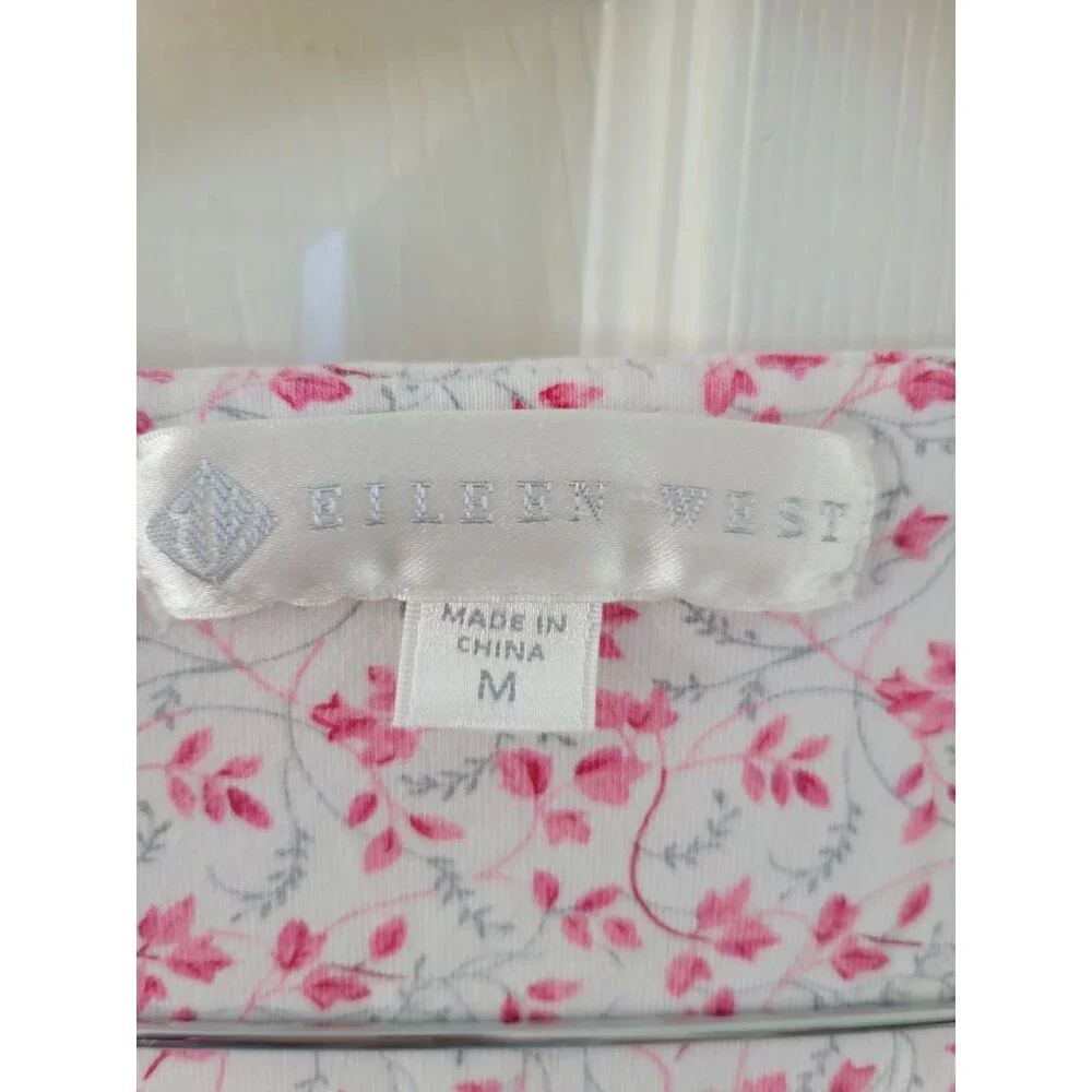 Eileen West Traditional pink floral nightgown Cotton Size Medium long sleeve